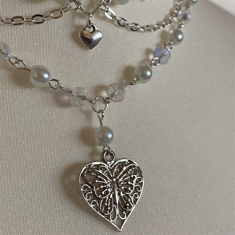 สร้อยคอไข่มุกหัวใจผีเสื้อสำหรั - Pearl Choker Necklace Vintage บทวิจารณ์และราคา