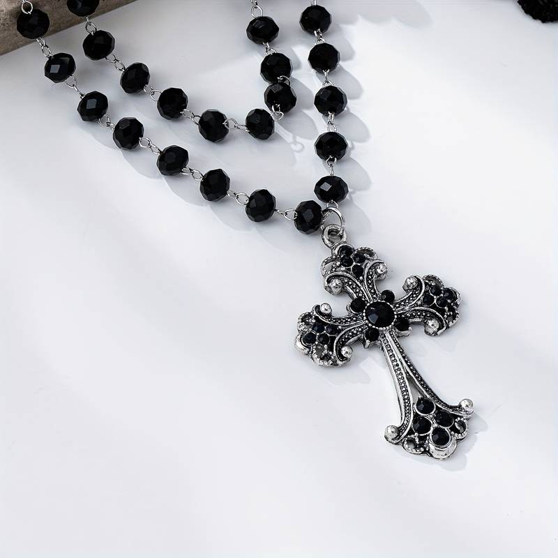 สร้อยคอครอสแบบเลเยอร์สไตล์ Y2K - Layered Pendant Necklace Aesthetic บทวิจารณ์และราคา