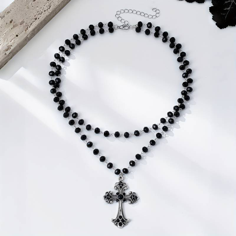 สร้อยคอครอสแบบเลเยอร์สไตล์ Y2K - Layered Pendant Necklace Aesthetic บทวิจารณ์และราคา