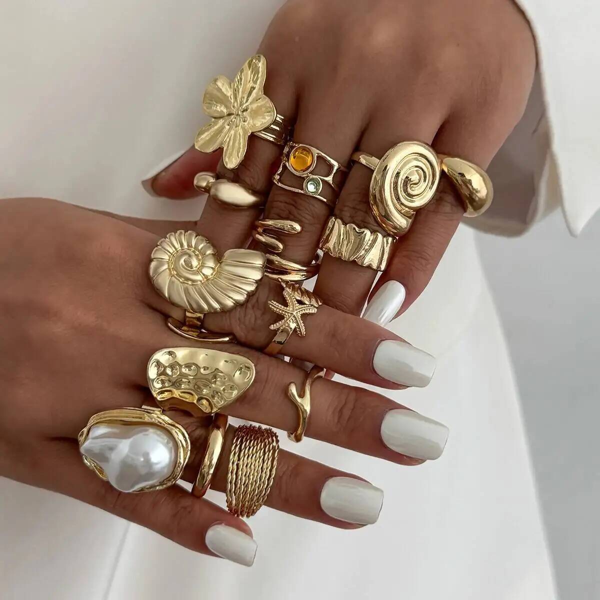 แหวนฮิปฮอป IngeSight.Z ชุด 14  - Vintage Punk Knuckle Rings Set บทวิจารณ์และราคา