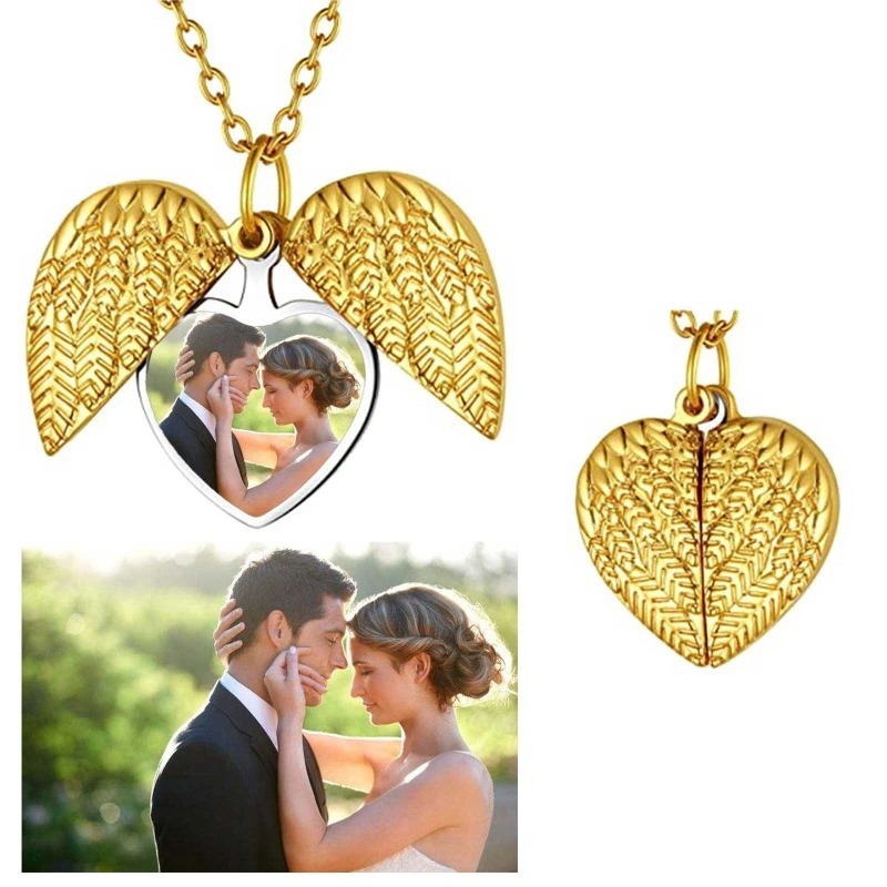 สร้อยคอจี้รูปหัวใจใส่รูปภาพส่ว - Heart Locket Necklace Photo บทวิจารณ์และราคา