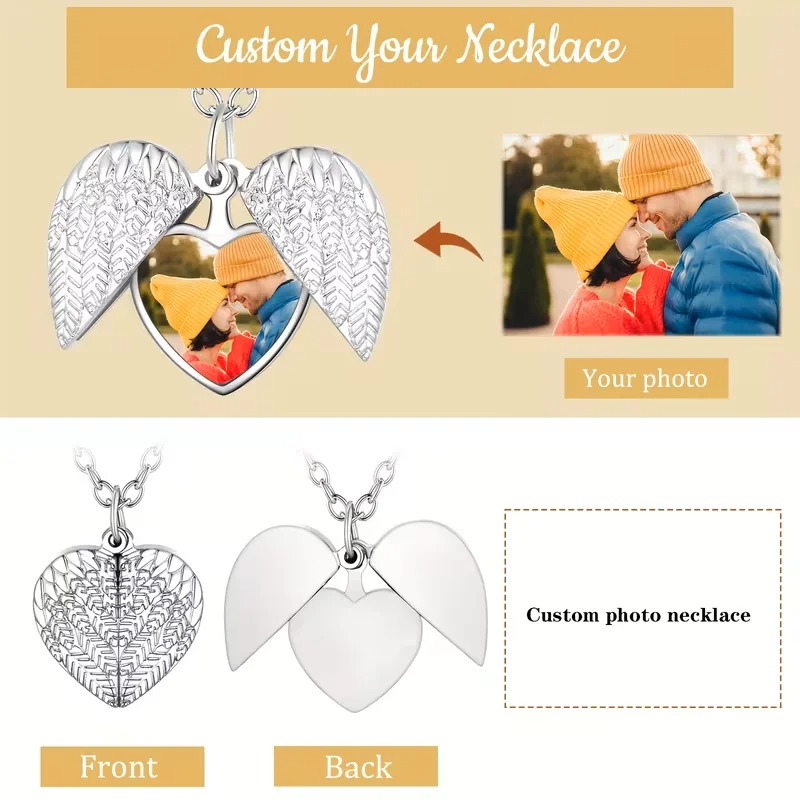 สร้อยคอจี้รูปหัวใจใส่รูปภาพส่ว - Heart Locket Necklace Photo บทวิจารณ์และราคา