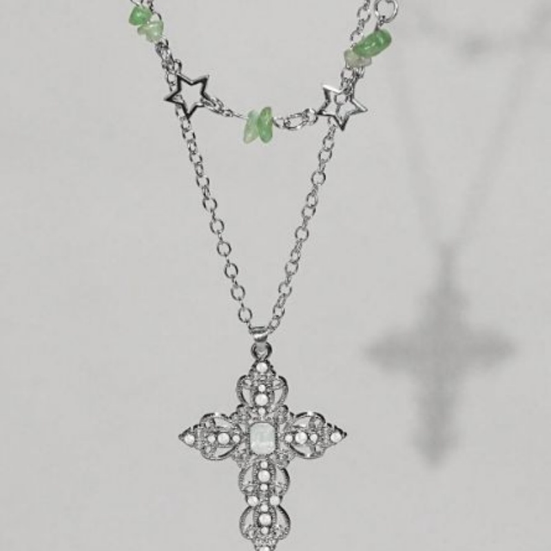 ชุดสร้อยคอ 2 ชิ้น สไตล์ Y2K แบ - Layered Pendant Necklace Aesthetic บทวิจารณ์และราคา
