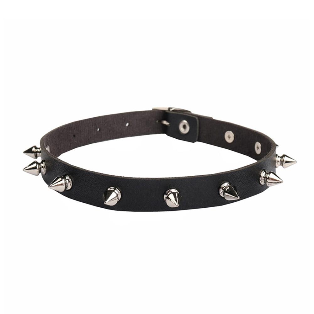 สร้อยคอหนัง PU สีดำสำหรับผู้หญ - Goth Punk Spike Choker บทวิจารณ์และราคา