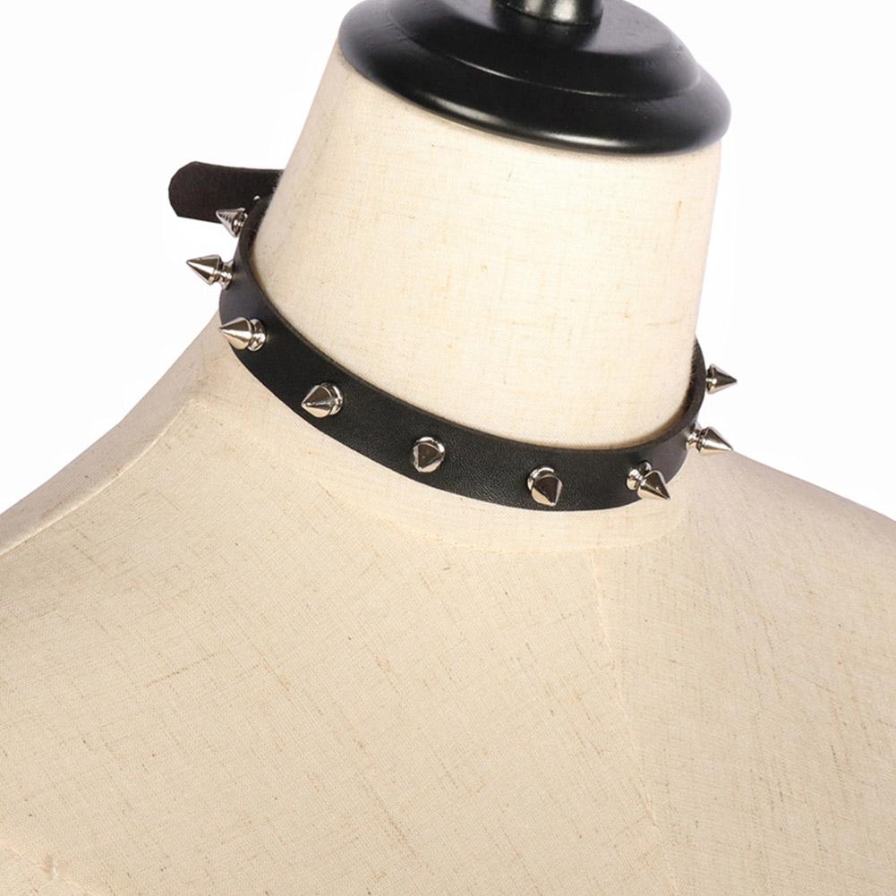 สร้อยคอหนัง PU สีดำสำหรับผู้หญ - Goth Punk Spike Choker บทวิจารณ์และราคา