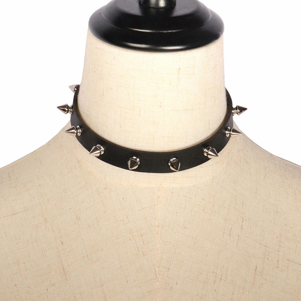 สร้อยคอหนัง PU สีดำสำหรับผู้หญ - Goth Punk Spike Choker บทวิจารณ์และราคา