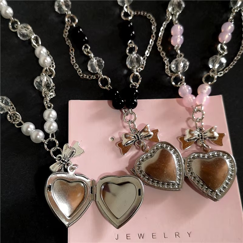 Goth Y2K Heart Locket จี้สแตนเ - Heart Locket Necklace Photo บทวิจารณ์และราคา
