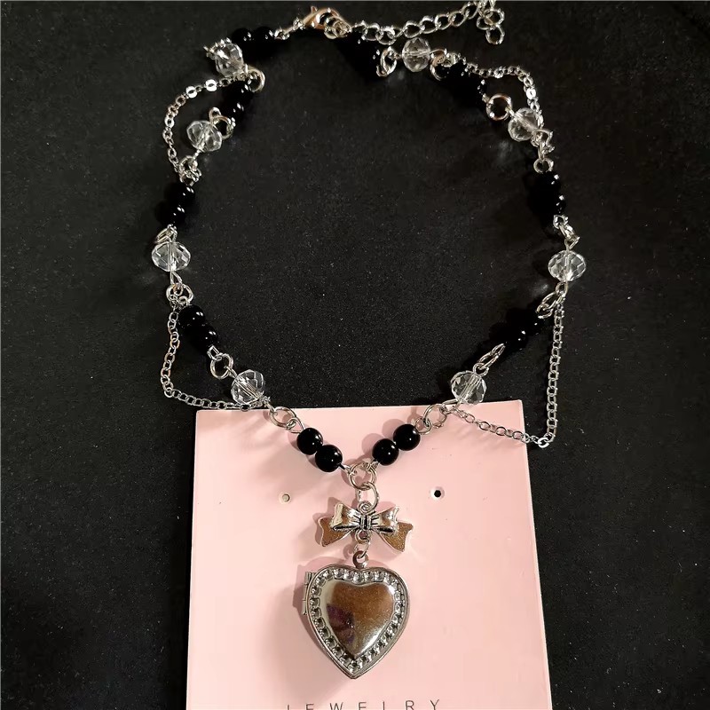 Goth Y2K Heart Locket จี้สแตนเ - Heart Locket Necklace Photo บทวิจารณ์และราคา
