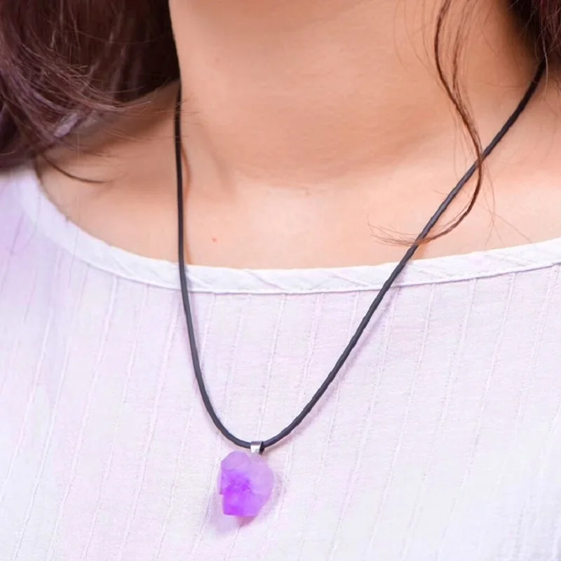 อเมทิสต์ธรรมชาติดอกไม้สร้อยคอ  - Crystal Pendant Necklace Natural Stone บทวิจารณ์และราคา