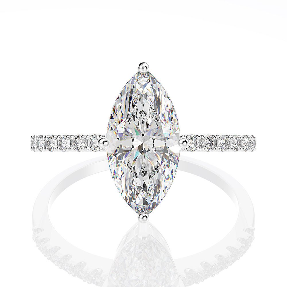 หรูหราจริง 1 กะรัต D สี Marqui - Moissanite Engagement Ring 1 Carat บทวิจารณ์และราคา