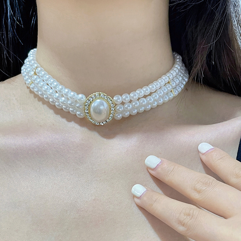 Luxury Vintageสามชั้นเลียนแบบP - Pearl Choker Necklace Vintage บทวิจารณ์และราคา