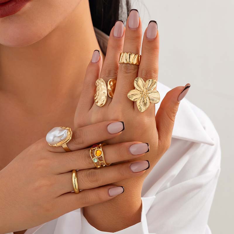 6 ชิ้น/เซ็ต ชุดแหวนโลหะลายดอกไ - Vintage Punk Knuckle Rings Set บทวิจารณ์และราคา