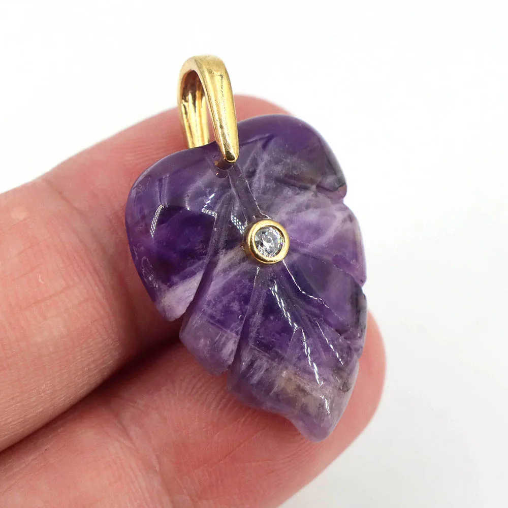 จี้คริสตัลรูปใบไม้สำหรับการบำบ - Crystal Pendant Necklace Natural Stone บทวิจารณ์และราคา