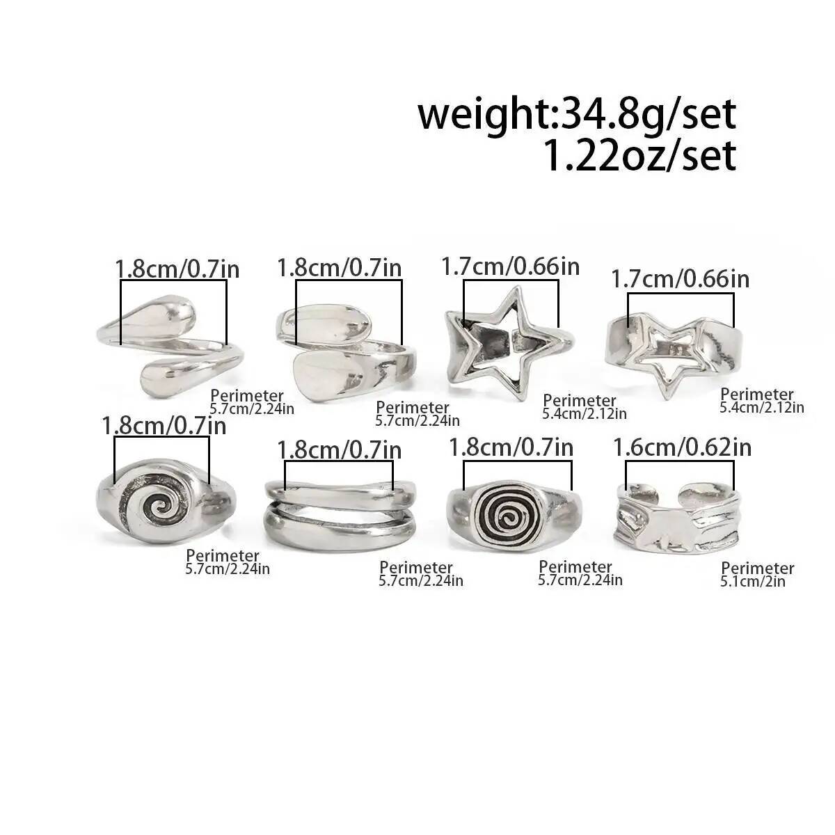 แหวนเปิดลายดาวห้าแฉกสไตล์โกธิค - Vintage Punk Knuckle Rings Set บทวิจารณ์และราคา