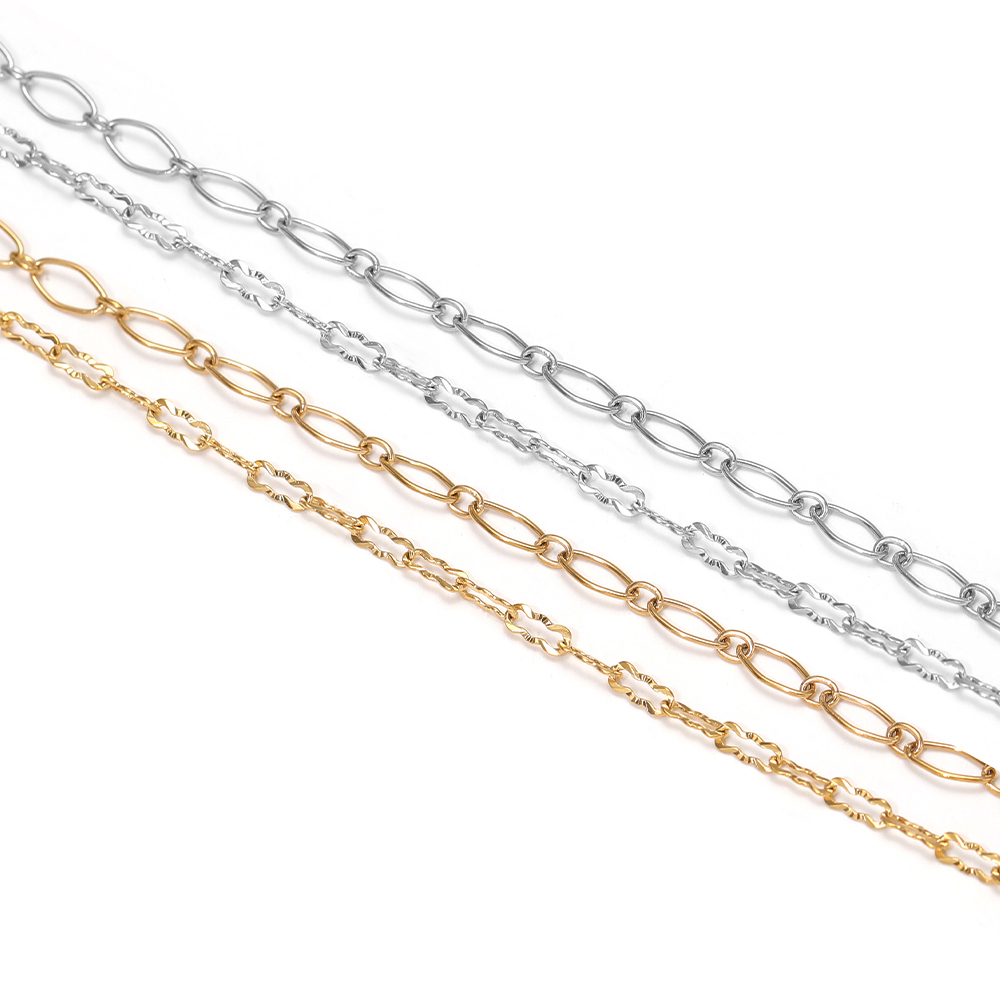 โซ่สแตนเลสสตีลลายนูนรูปทรงข้าว - Body Jewelry บทวิจารณ์และราคา