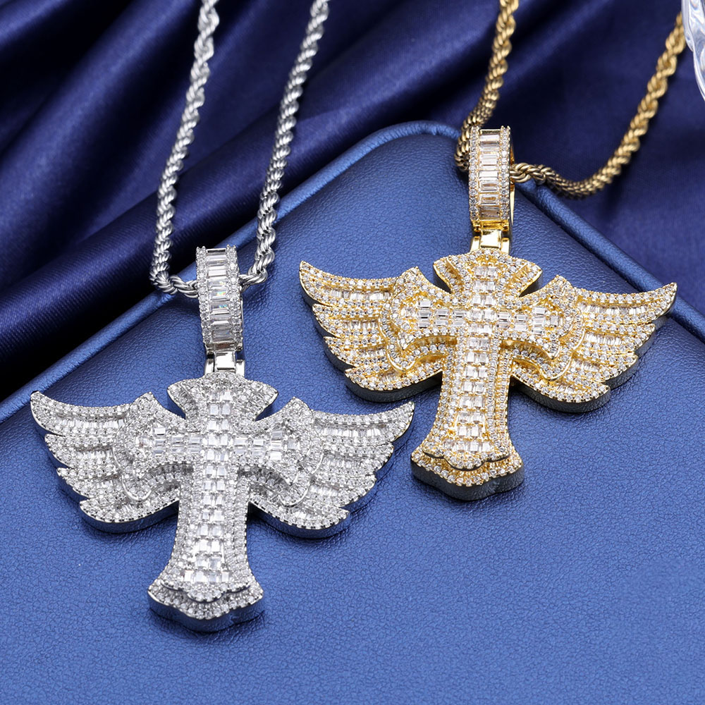 Hip Hop เพชร 18 K Gold Plated  - Cross Pendant Necklace Gold บทวิจารณ์และราคา
