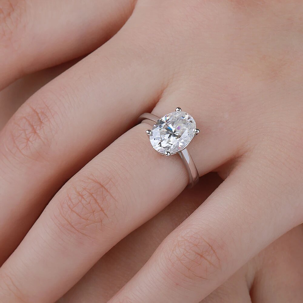 แหวนหมั้นมอยซาไนต์ทรงรี 1/2/3  - Moissanite Engagement Ring 1 Carat บทวิจารณ์และราคา