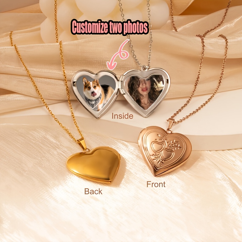 สร้อยคอรูปหัวใจแบบกำหนดเองพร้อ - Heart Locket Necklace Photo บทวิจารณ์และราคา