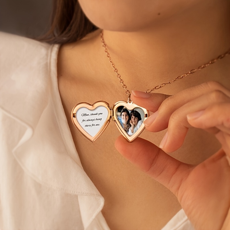 สร้อยคอรูปหัวใจแบบกำหนดเองพร้อ - Heart Locket Necklace Photo บทวิจารณ์และราคา