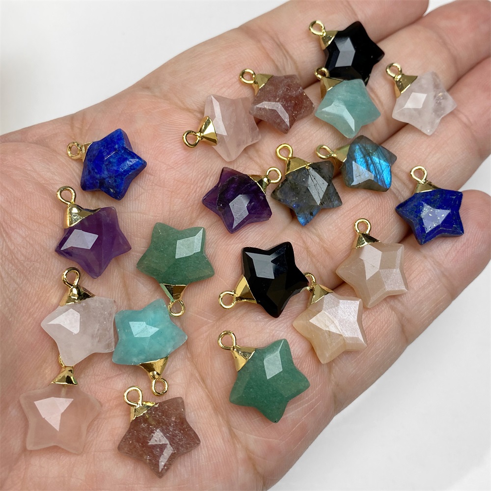 2ชิ้นรูปดาว liontin Batu 15มม. - Crystal Pendant Necklace Natural Stone บทวิจารณ์และราคา