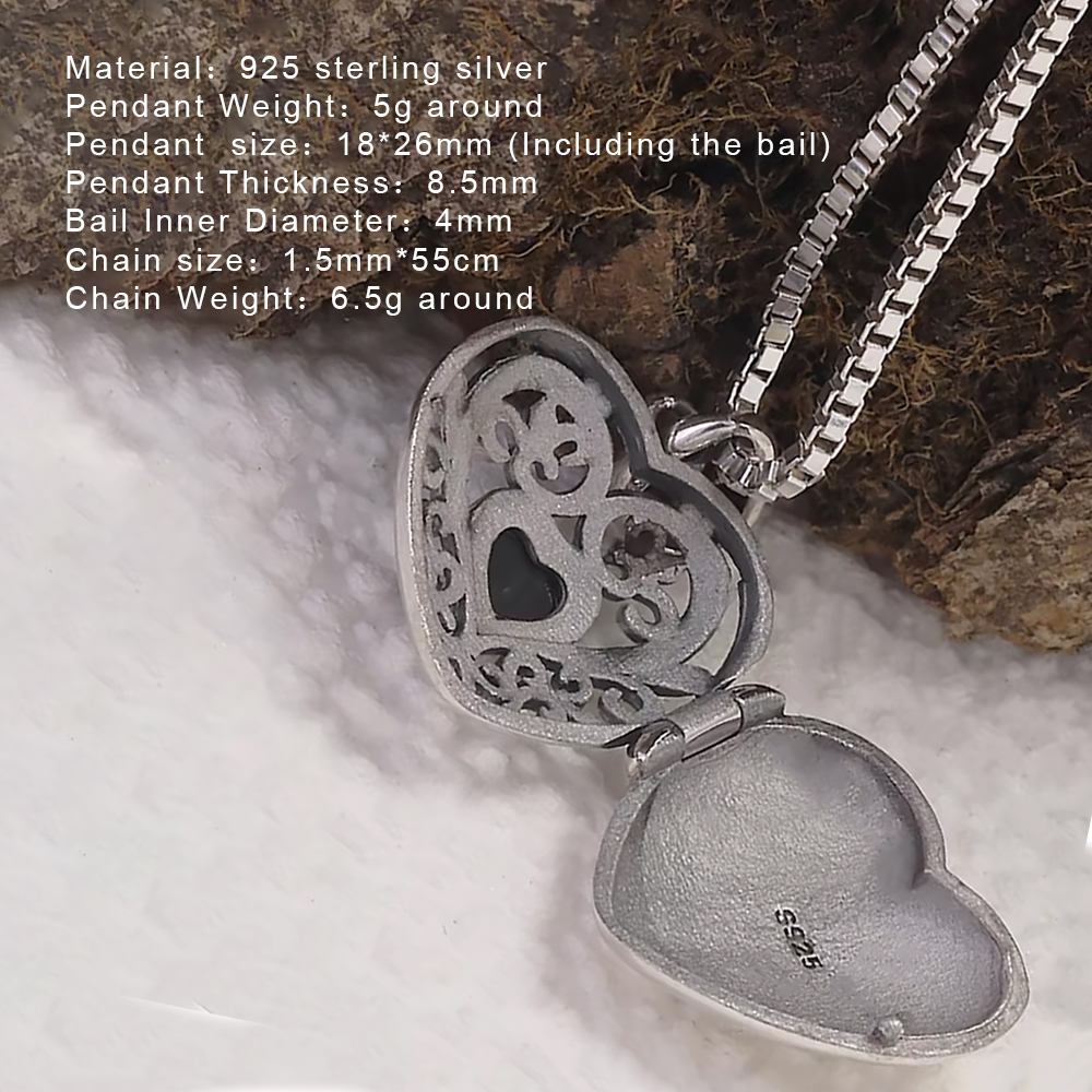 925 เงินสเตอร์ลิงแบบเปิด Locke - Heart Locket Necklace Photo บทวิจารณ์และราคา