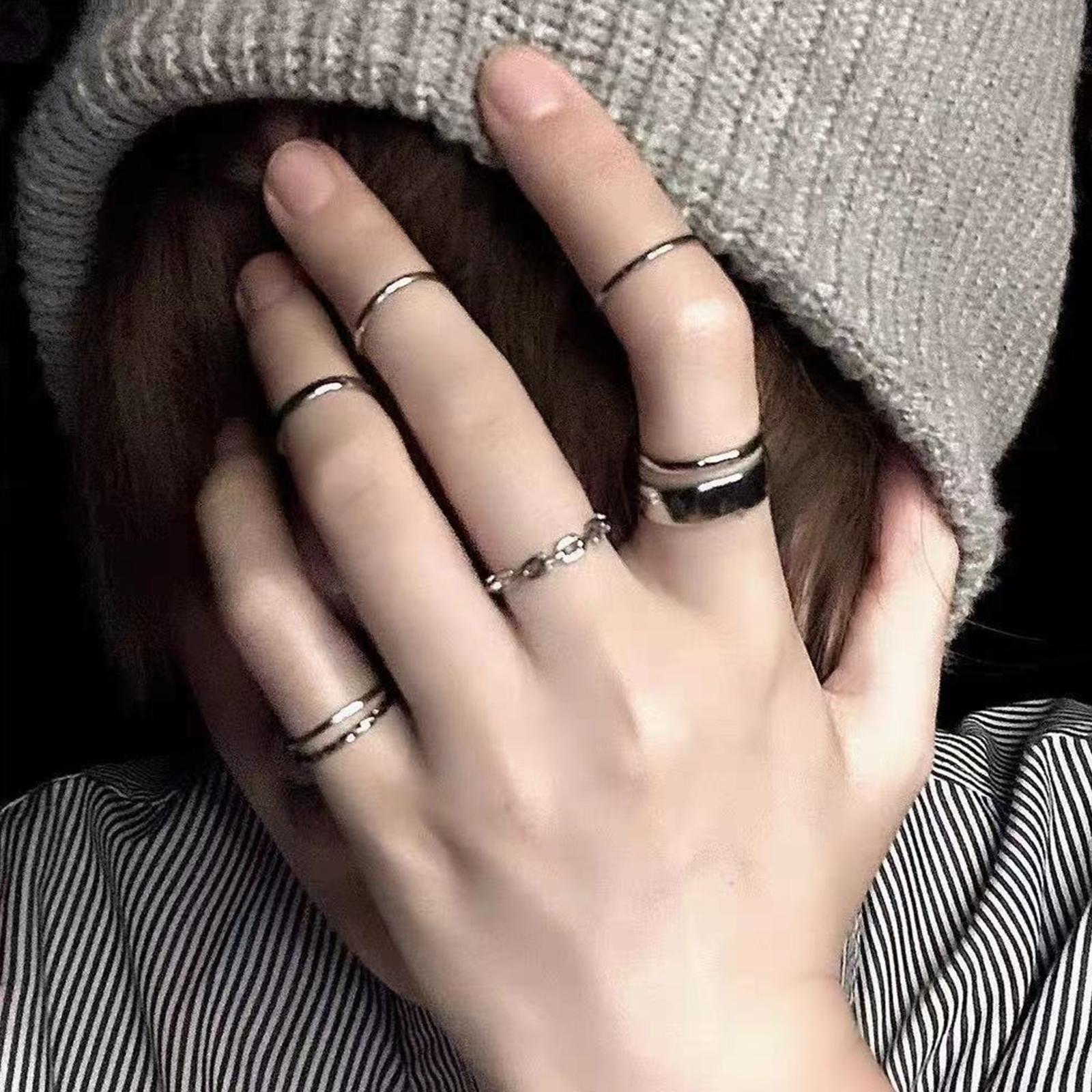ชุดแหวนฮิปฮอปสำหรับผู้หญิง สีเ - Vintage Punk Knuckle Rings Set บทวิจารณ์และราคา